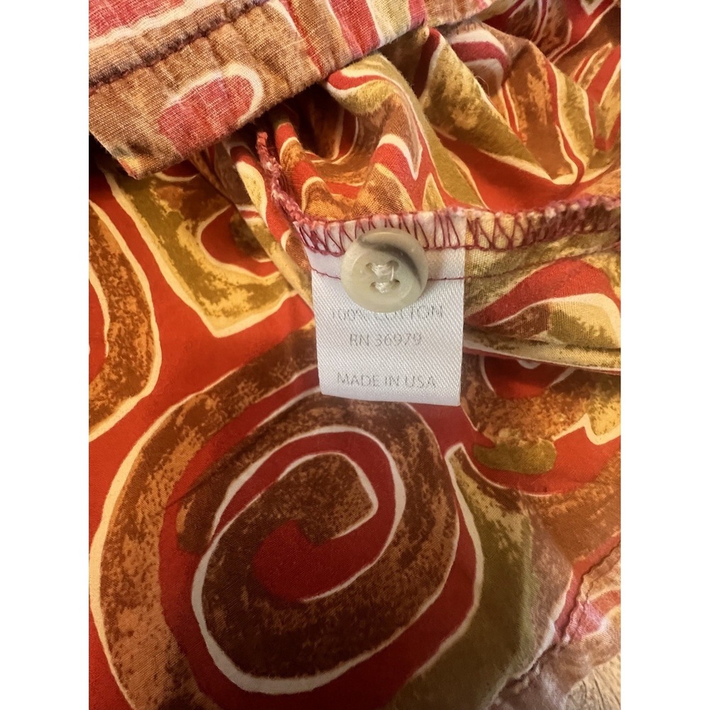 Go Barefoot Hawaiian Tradition Full Button Up Shirt XL Tall Red With Tan & Green - Picture 5 of 6